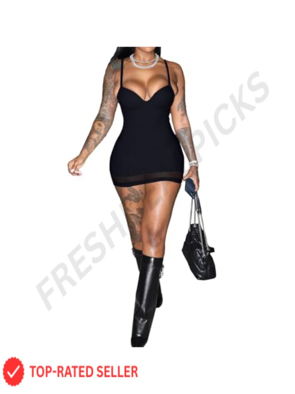 Sexy Bodycon Mini Dress Sweetheart Neck Spaghetti Strap Mesh Hem Party Club